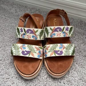 EUC Anthropologie Floral Embroidered Sandals 6